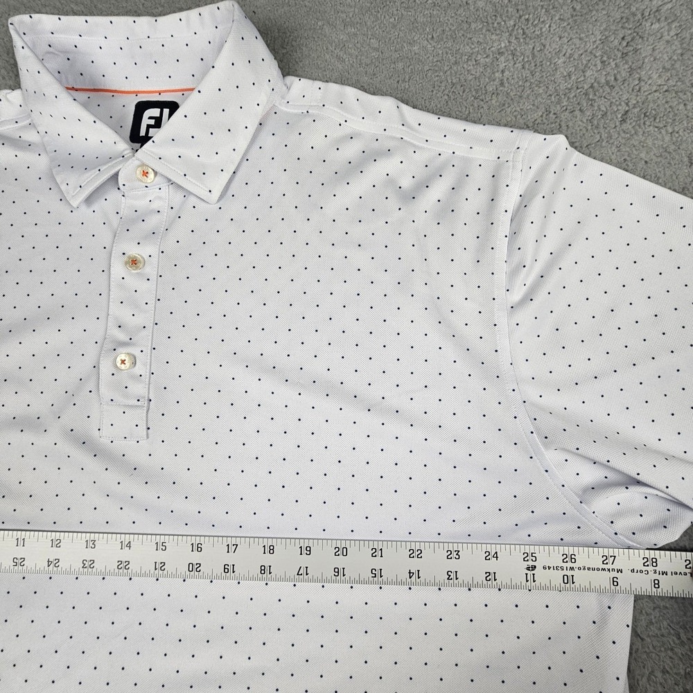 FootJoy Polo Shirt XXL White Navy Micro Dot Short Sleeve Golf Olympic Club - Picture 8 of 9